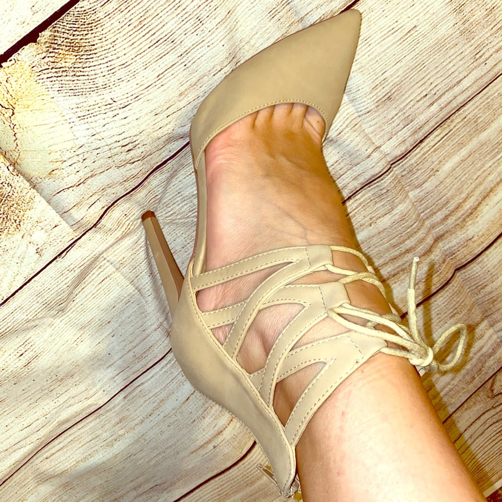Tan lace up heels